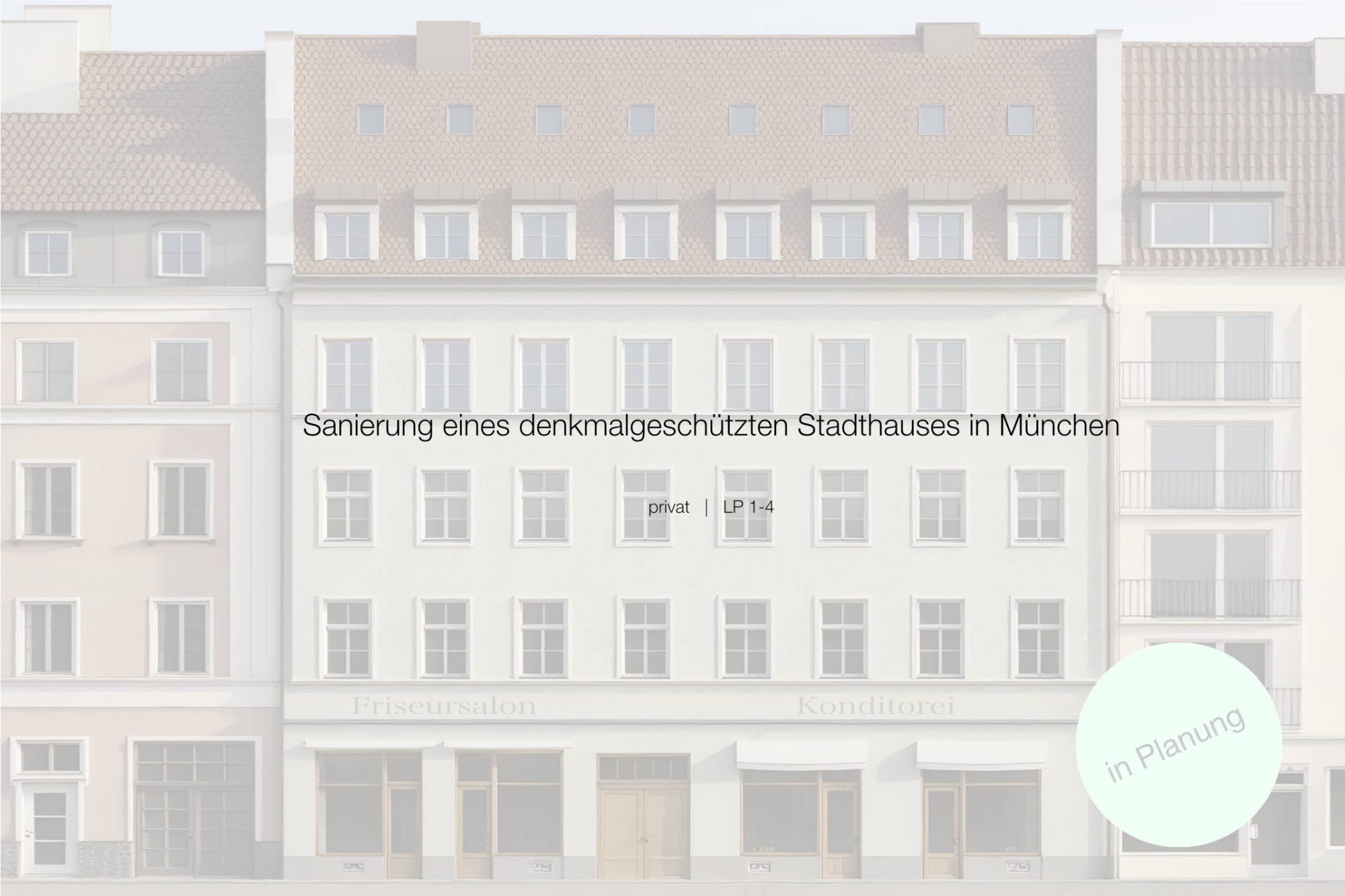 Ansicht von der Straße mit Titeltext